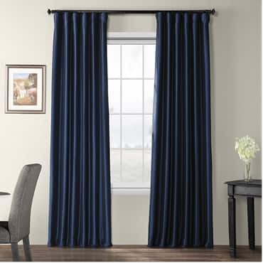 Navy Blue Blackout Faux Silk Taffeta Curtain