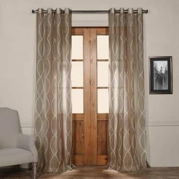 Grecian Taupe Grommet Printed Sheer Curtain