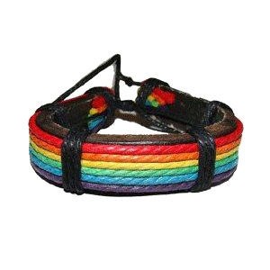 Rainbow Adjustable Leather Wristlet - Gay and Lesb...