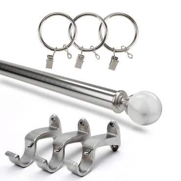 Glass Ball Extendable Rod Set - Brushed Nickel