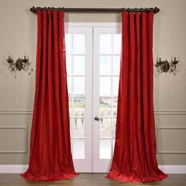 Scarlet Silk Taffeta Curtain