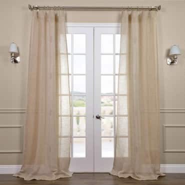 Open Weave Natural Linen Sheer Curtain