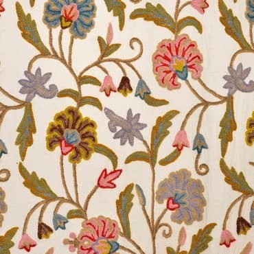 Marlow Embroidered Cotton Crewel Fabric