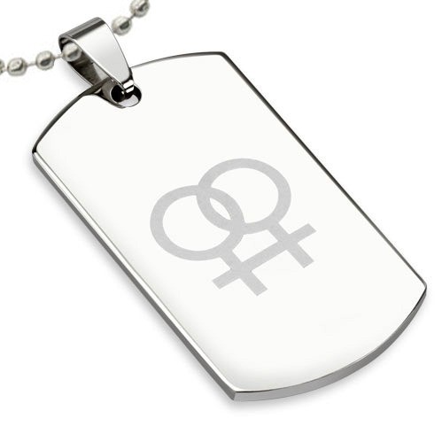 Double Female Laser Etched Stainless Steel Dog Tag...