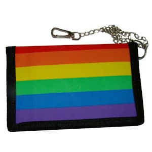 Full Rainbow Pride Velcro Wallet w/ 13" Chain...