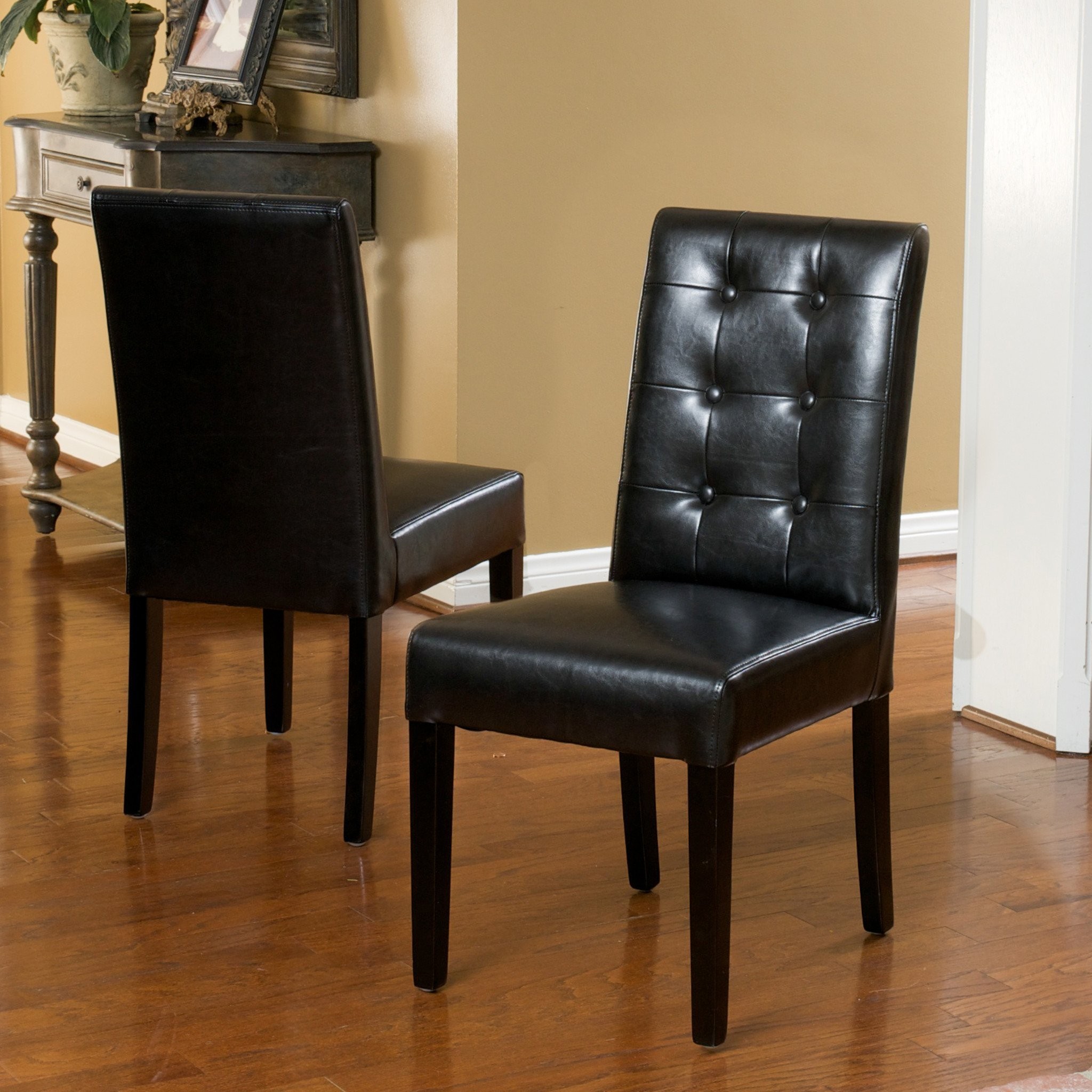 Gillian Black Leather Dining Chair (Set of 2)