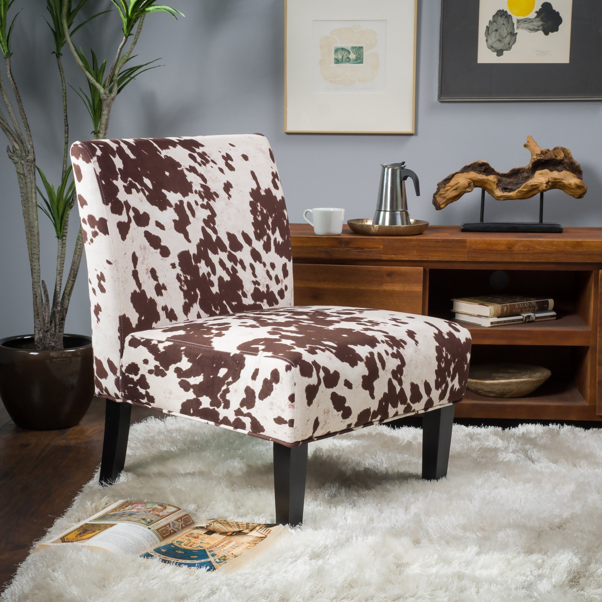 Kalee Cow Print Fabric Dining Chair (Set of 2)