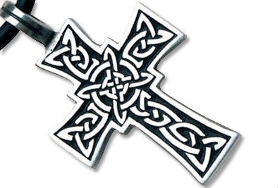 Tribal Celtic Cross Pendant - Black Gothic Christi...