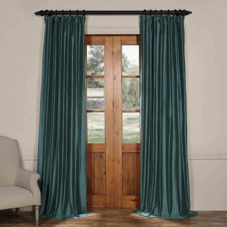 Tapestry Teal Cotton Silk Curtain