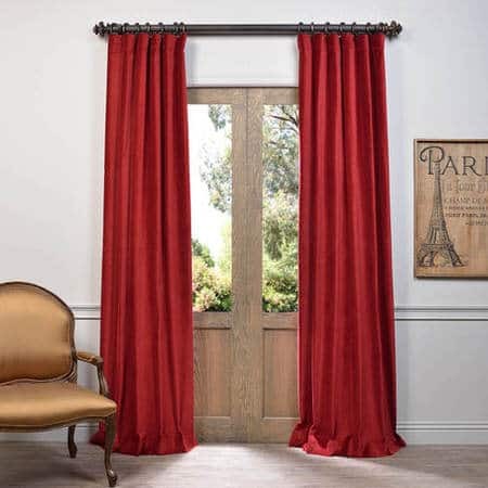 Red Vintage Cotton Velvet Curtain