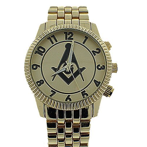 Freemasons Watch - Masonic Symbol on Gold Color St...