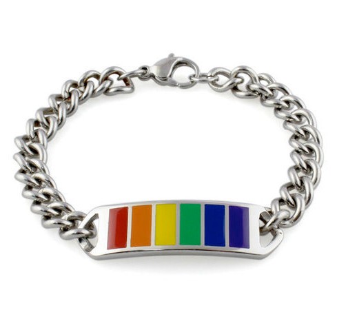 Classic ID Style Rainbow Chain Bracelet - Lesbian...
