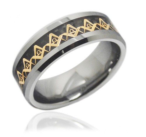 Tungsten Carbide Freemason Ring / Masonic Rings fo...