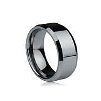 Men's Tungsten Ring with Beveled Edge (Non Fac...