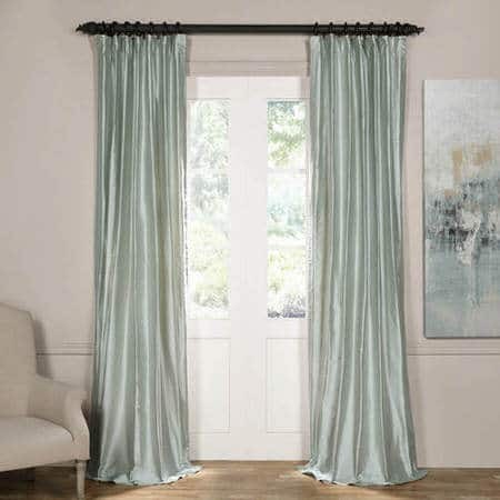 Cambridge Silver Aqua Silk Stripe Curtain