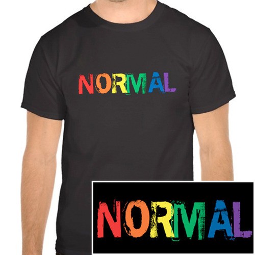 "Normal" - Black and Rainbow T-Shirt - L...