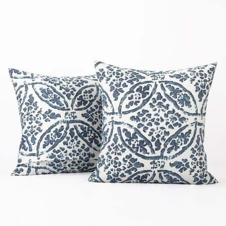 Catalina Blue Printed Cotton Cover- PAIR