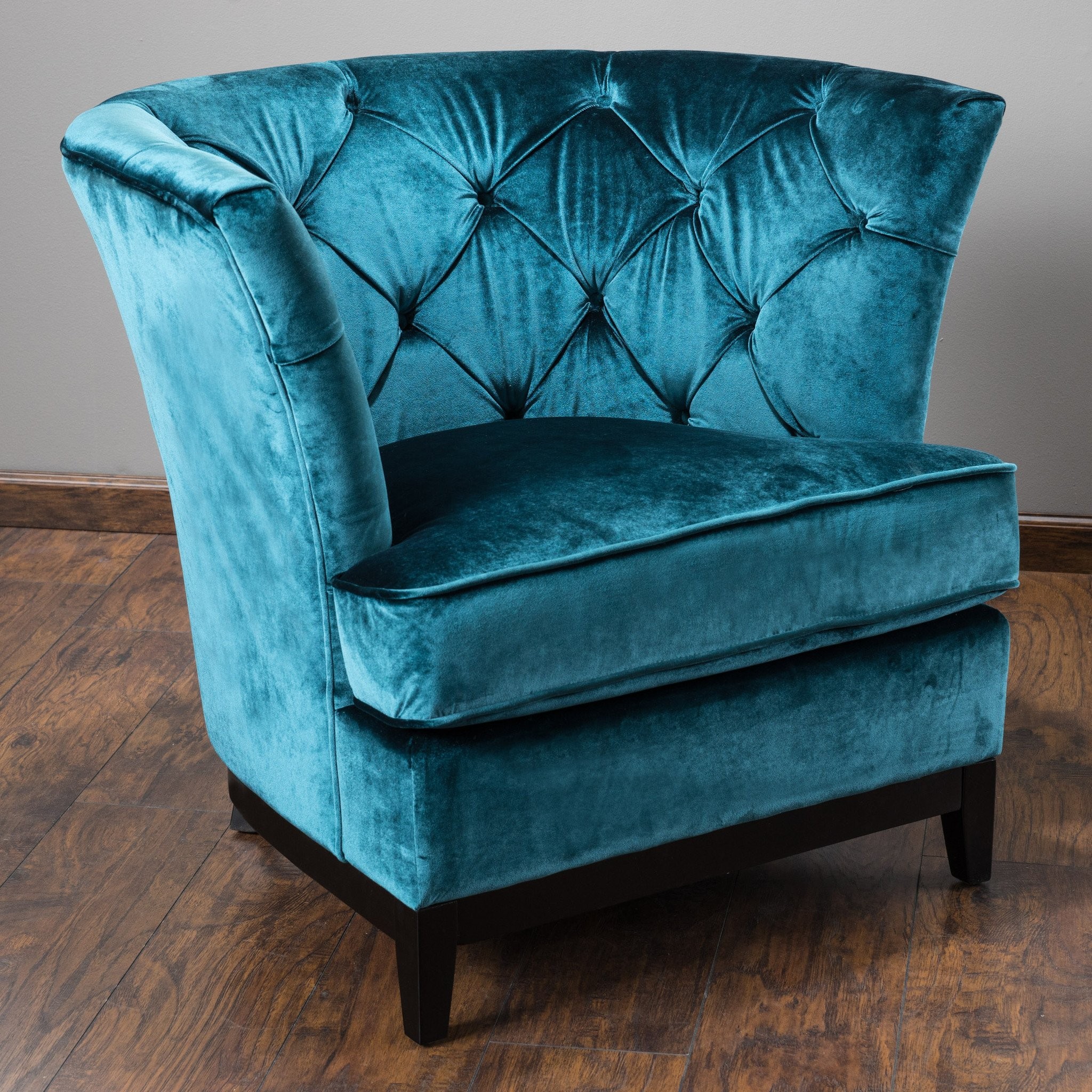 Anabella Teal Blue Velvet Tufted Sofa Chair