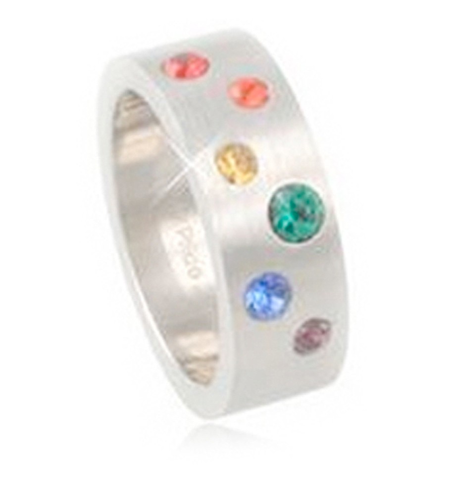 A Half Scattered CZ Rainbow Ring - LGBT Jewelry -...