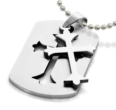 Templar Cross Pendant - Embedded Celtic Cross Dog...