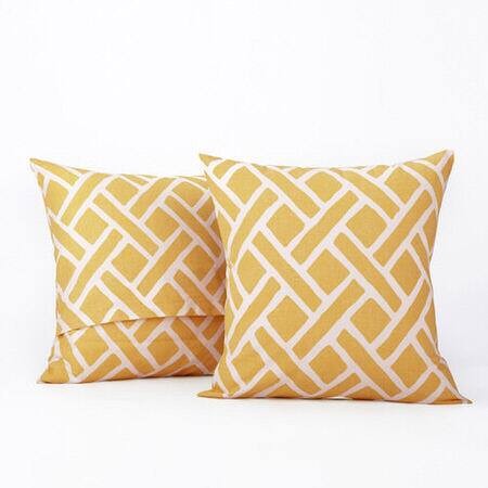 Martinique Yellow Printed Cotton Cover- PAIR