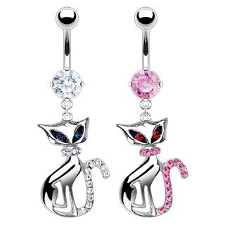 Womens Jazzy Cat - Friendship Navel Ring (Belly /...