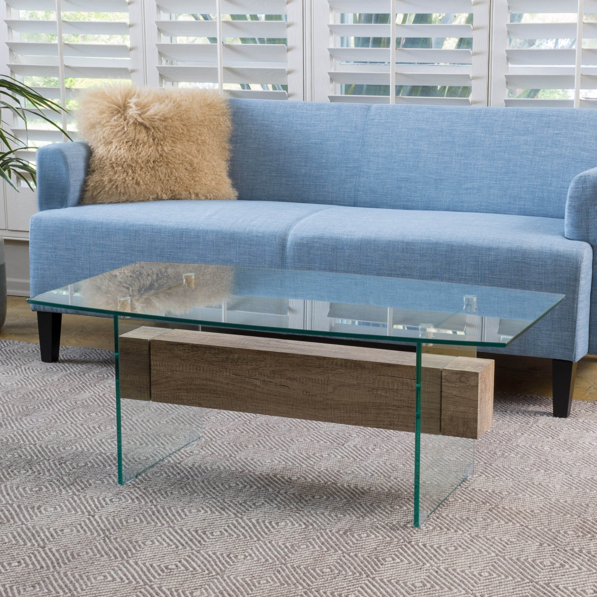 Lenak Tempered Glass and Wood Coffee Table