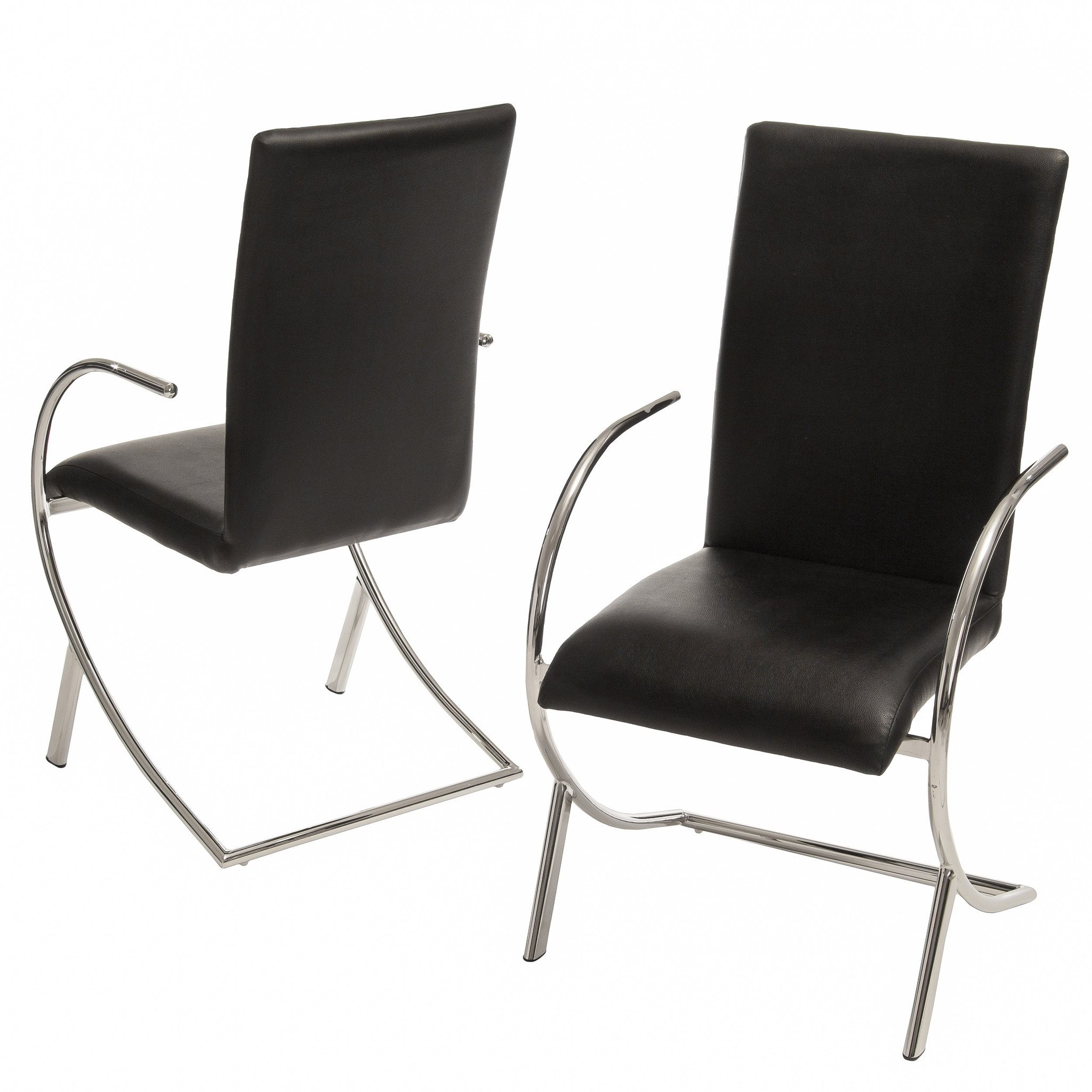 Rockville Black Leather Chairs (Set of 2)