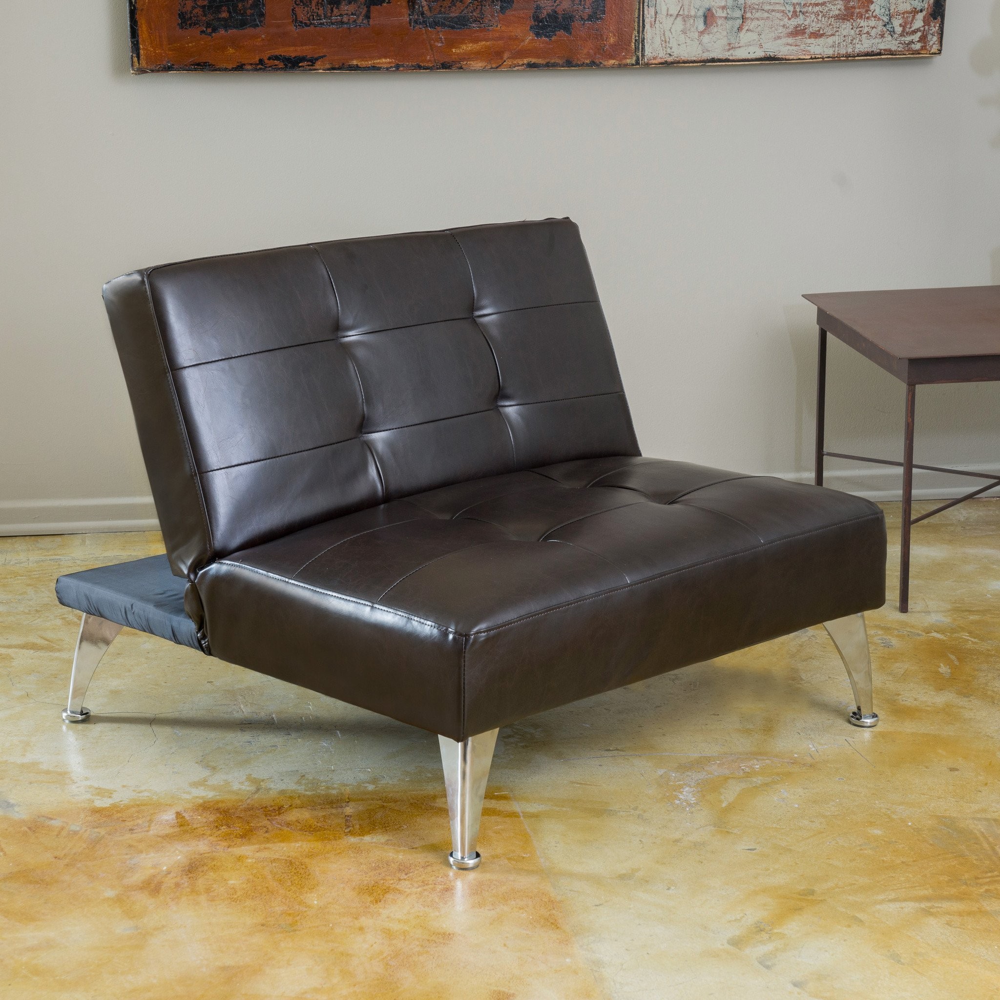 Lenny Brown Leather Convertible Chair