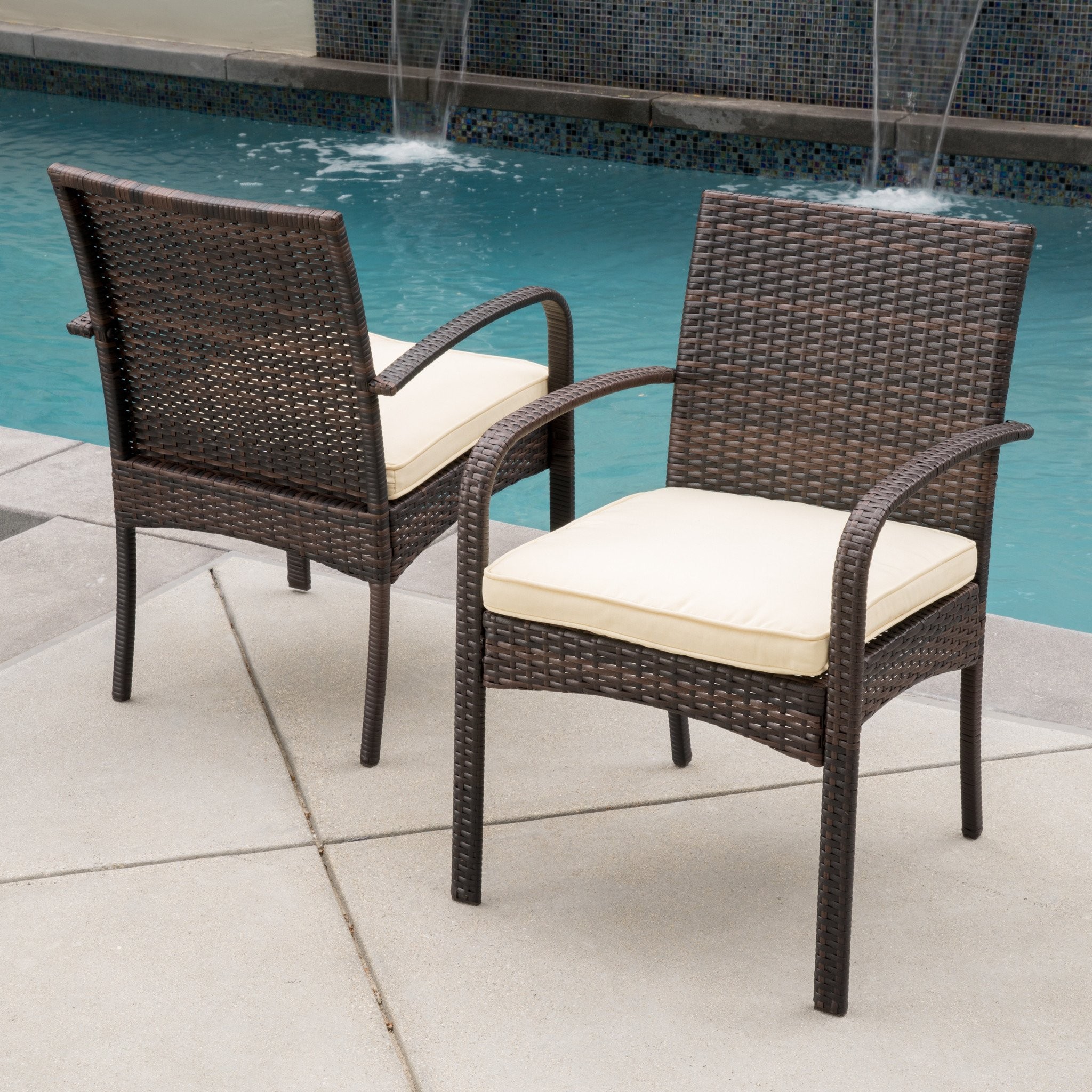 Carmela Outdoor Multibrown PE Wicker Dining Chairs...
