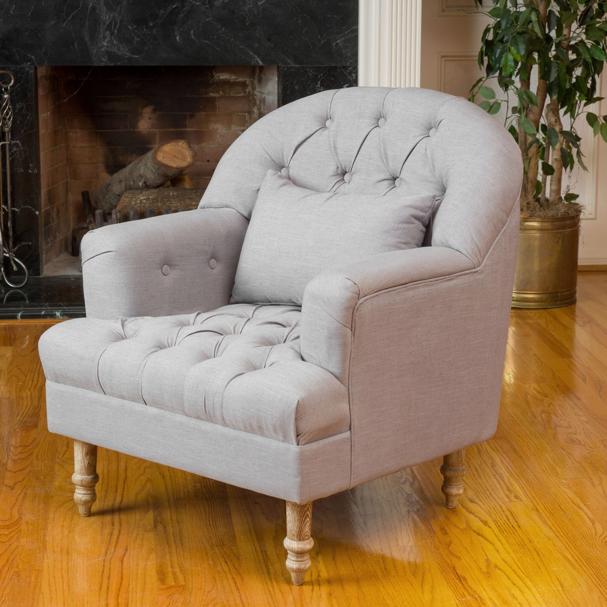 Nelson Grey Tufted Fabric Arm Chair