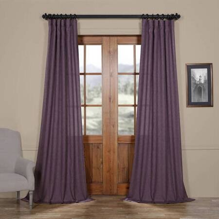 Stormy Purple Faux Linen Sheer Curtain