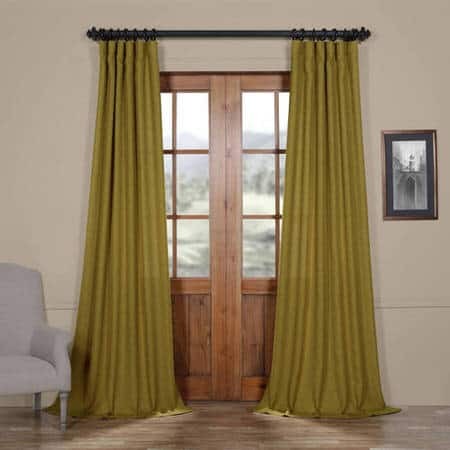 Mountain Olive Faux Linen Sheer Curtain