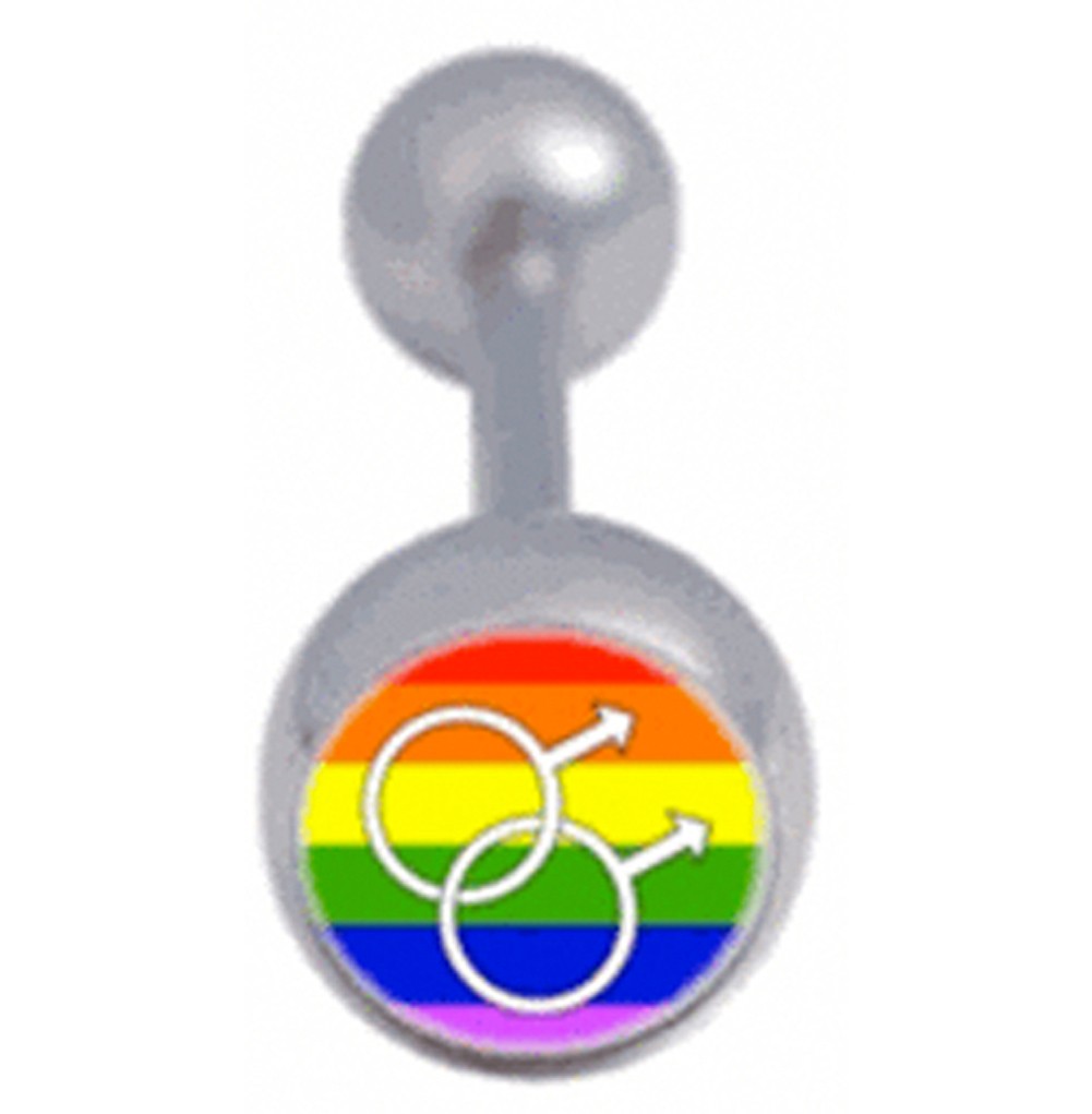 Rainbow Male Gay Pride Tongue Ring Barbell (Gay Pr...