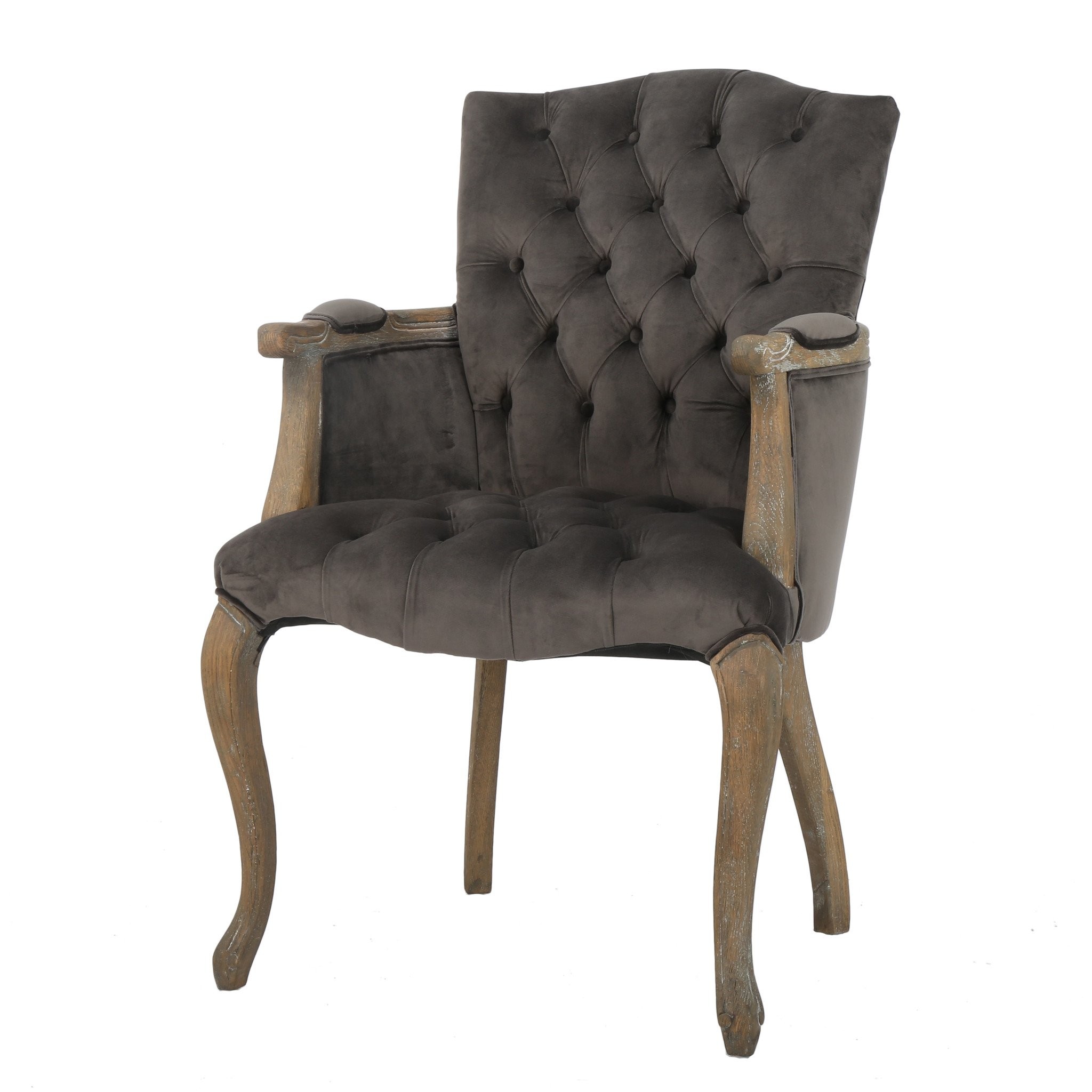 Ritner Charcoal Velvet Arm Dining Chair