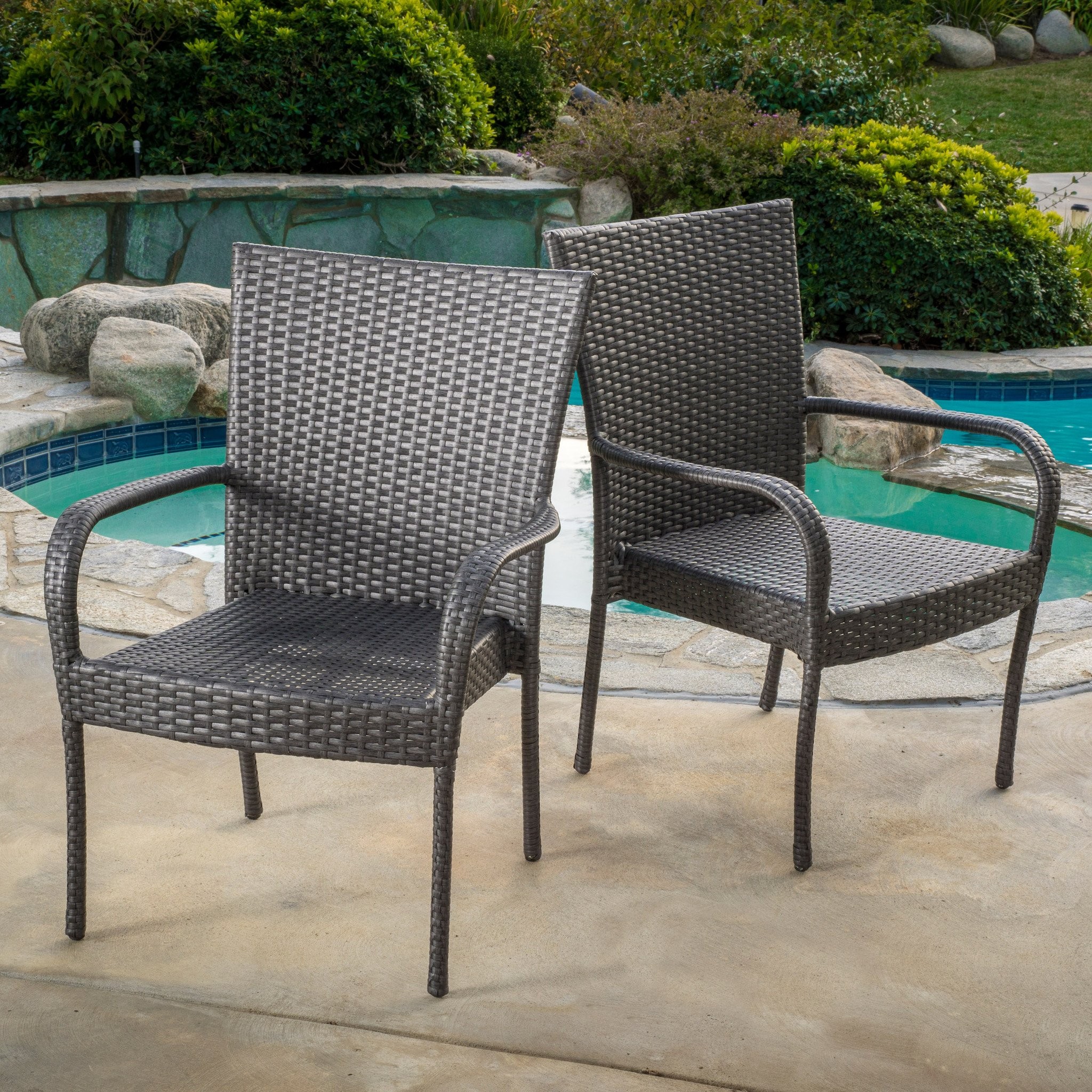 Sultana Outdoor Grey Wicker Stackable Club Chairs...