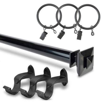 Stacked Square Finial Extendable Rod Set - Gloss B...