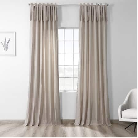 Hazelwood Beige Solid Cotton Tie-Top Curtain