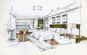 Bedroom interior design sketches