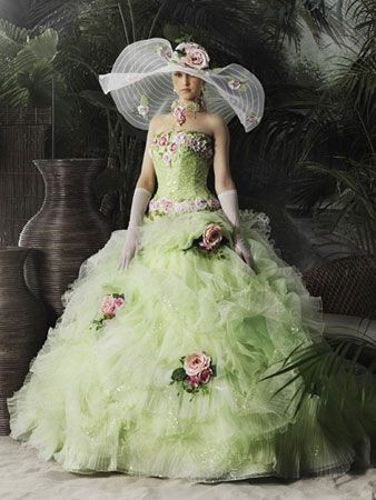 Green Wedding Dress Leek green wedding dress, bouf...