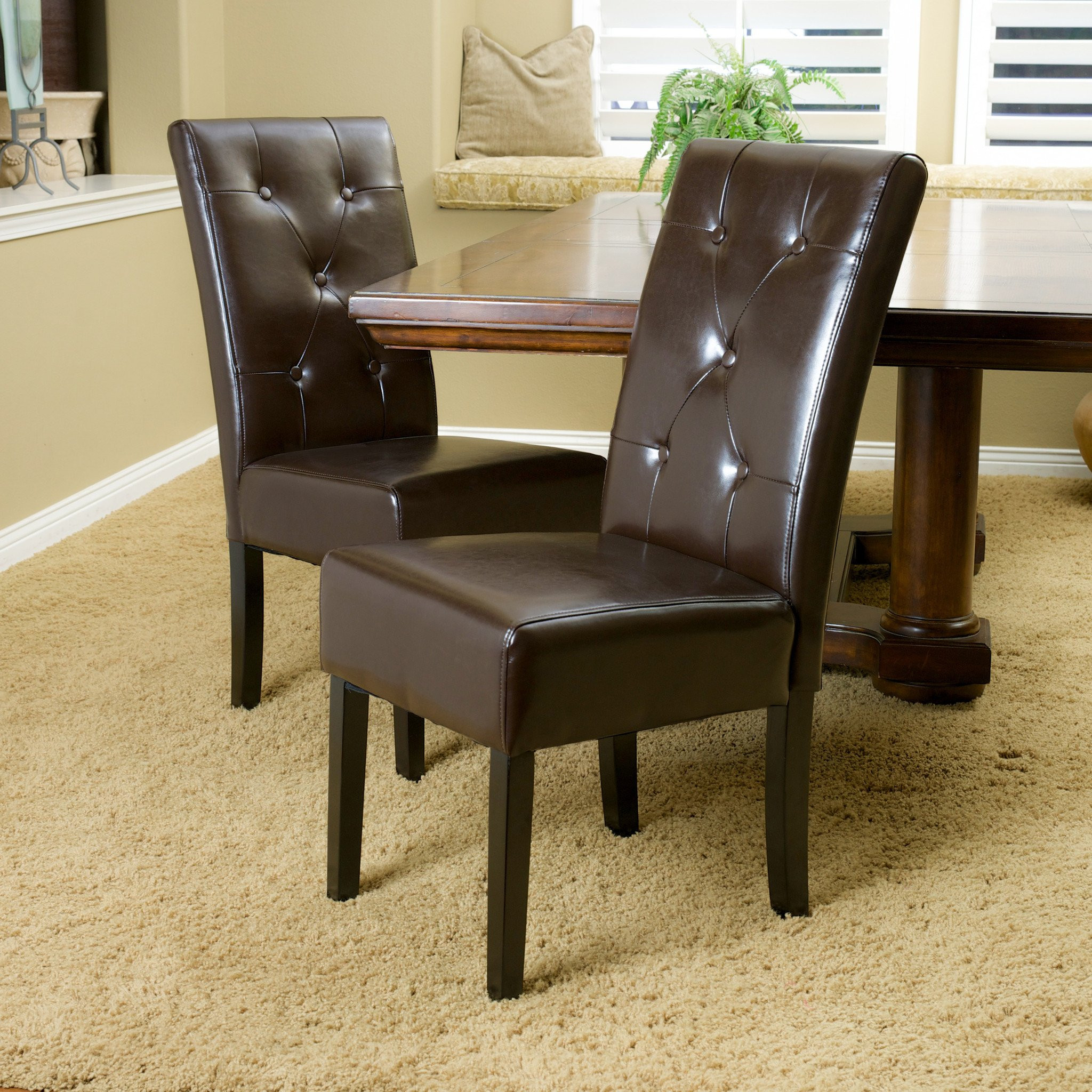 Alexander Chocolate Brown Leather Dining Chair (Se...