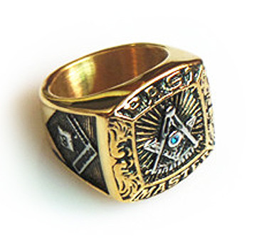 Gold Past Master Freemason Ring / Masonic Ring - G...