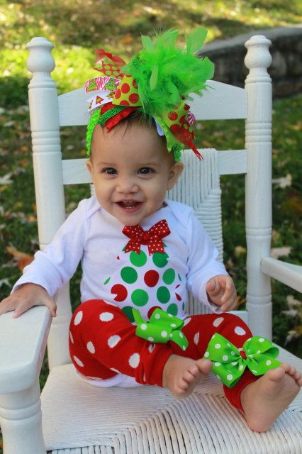 Items similar to Baby Girl Christmas outfit SET --...