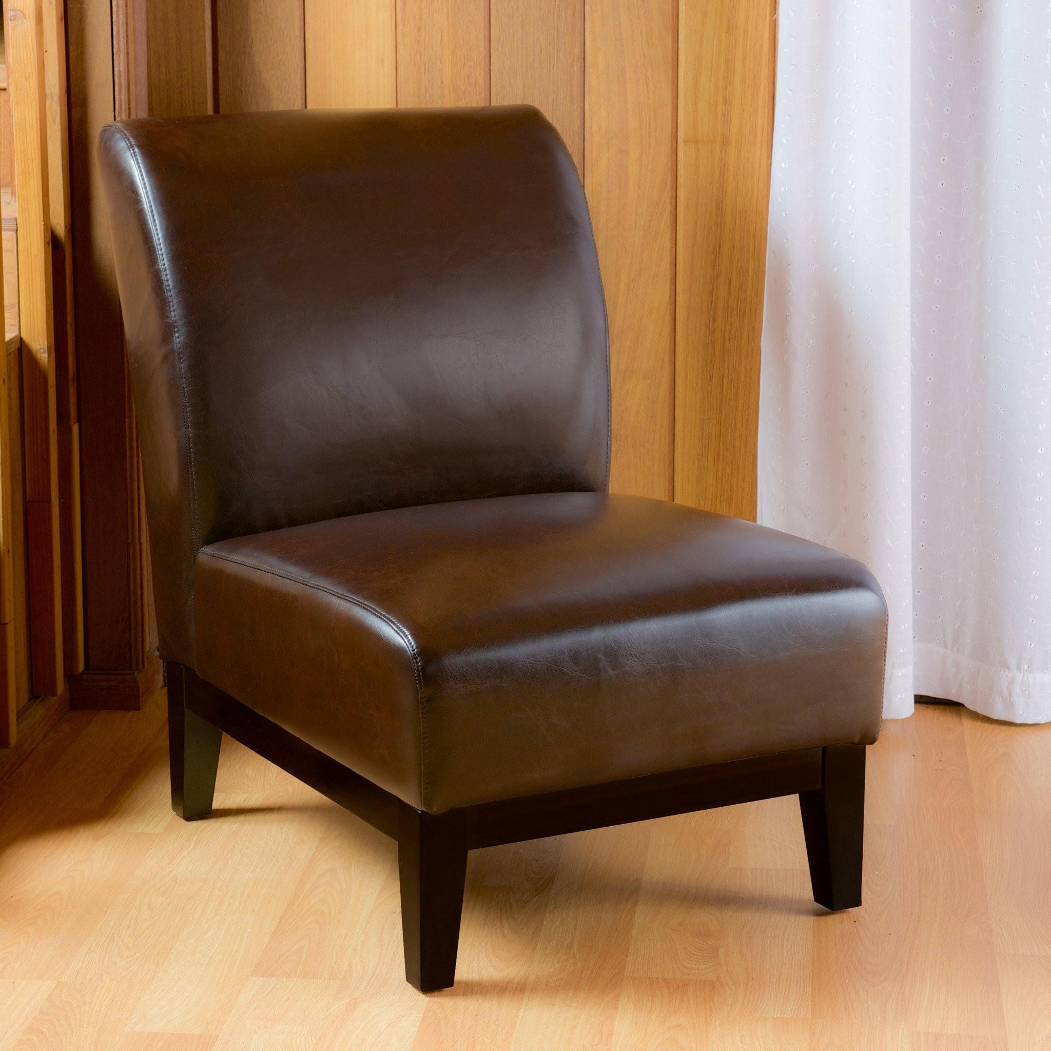 Brakar Brown Leather Armless Chair