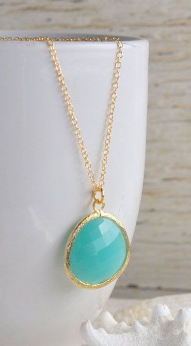 Long Turquoise Jewel Statement Necklace
