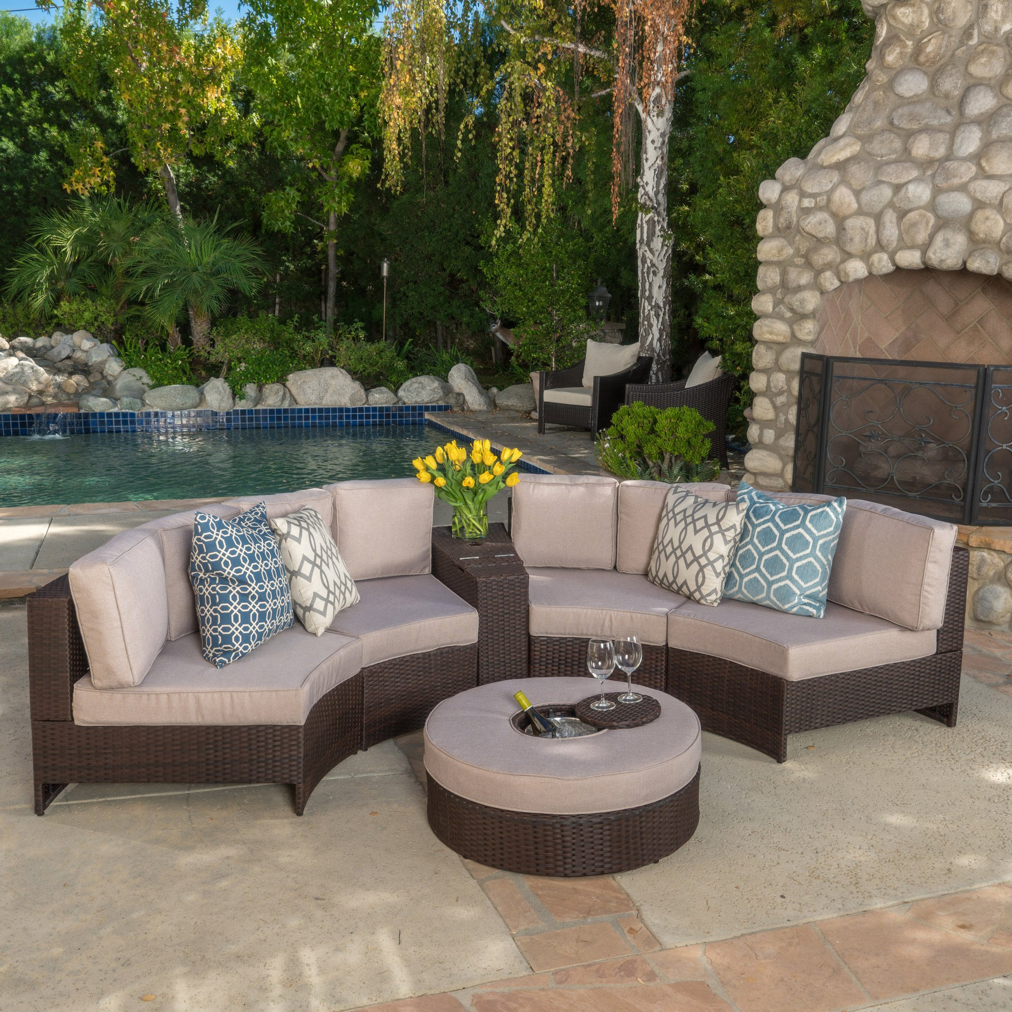 Riviera 6pc Outdoor Sectional Sofa Set w/ Storage...