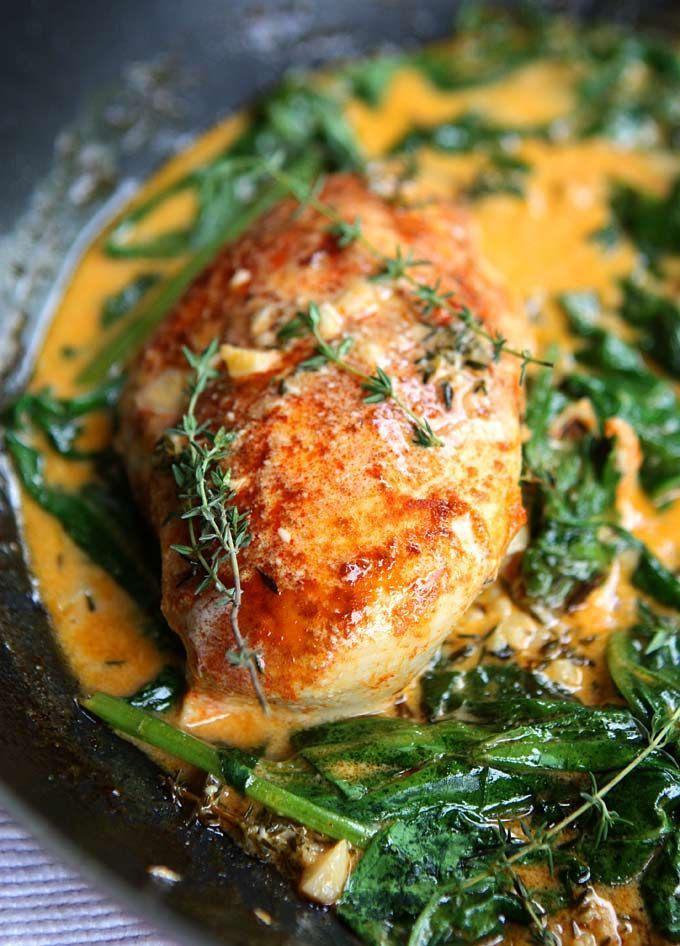Paprika Chicken & Spinach with White Wine Butter T...