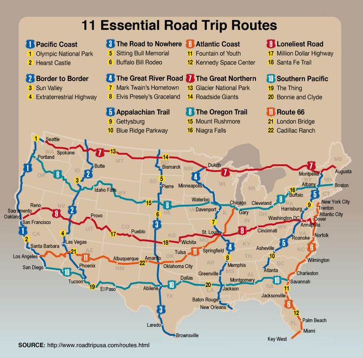 Must-do road trips in the US. Includes suggested r...