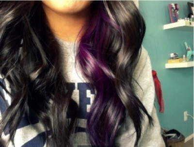 Dark Brown Hair with Purple Streak-similar to what...