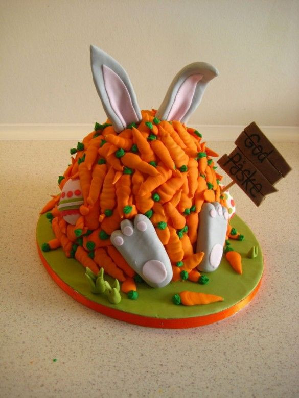 Easter Cake with bunny buried in carrots. Maybe fo...